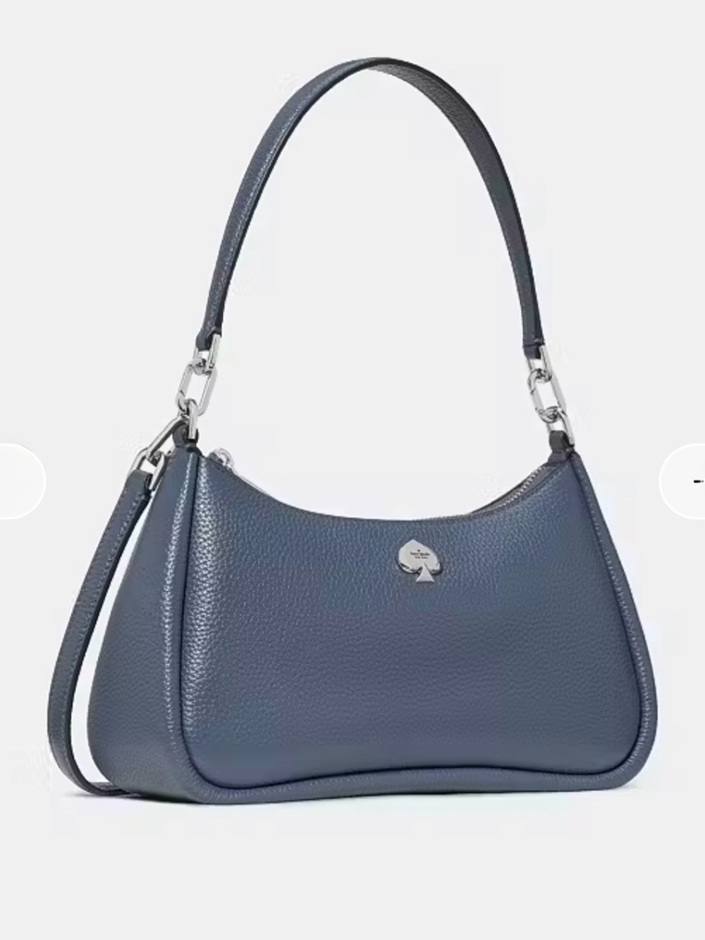 Kate Spade Pebble Leather Shoulder Bag in Slate Blue with crossbody strap NWOT